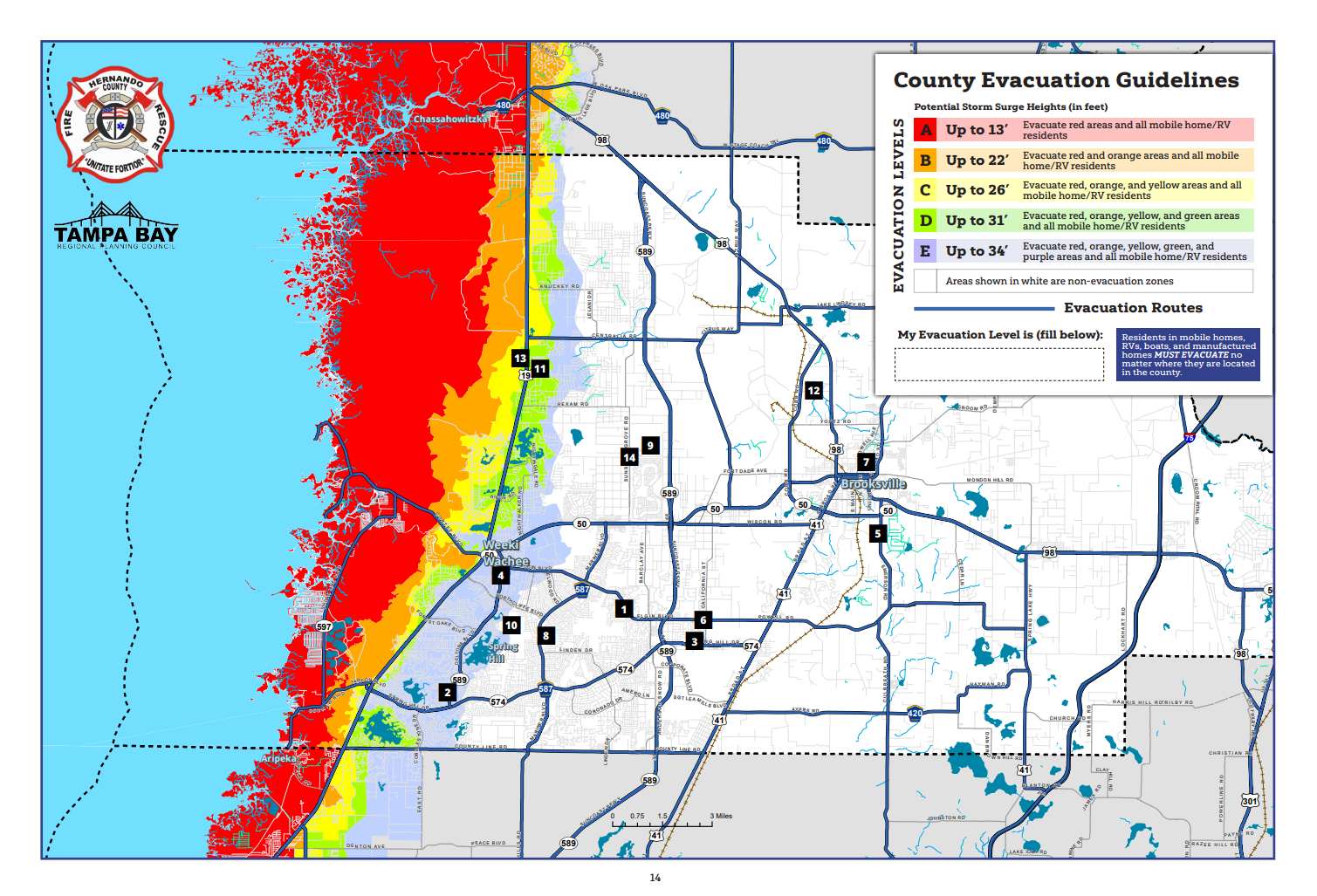 Hernando Disaster Guide Evacuation Map 2023