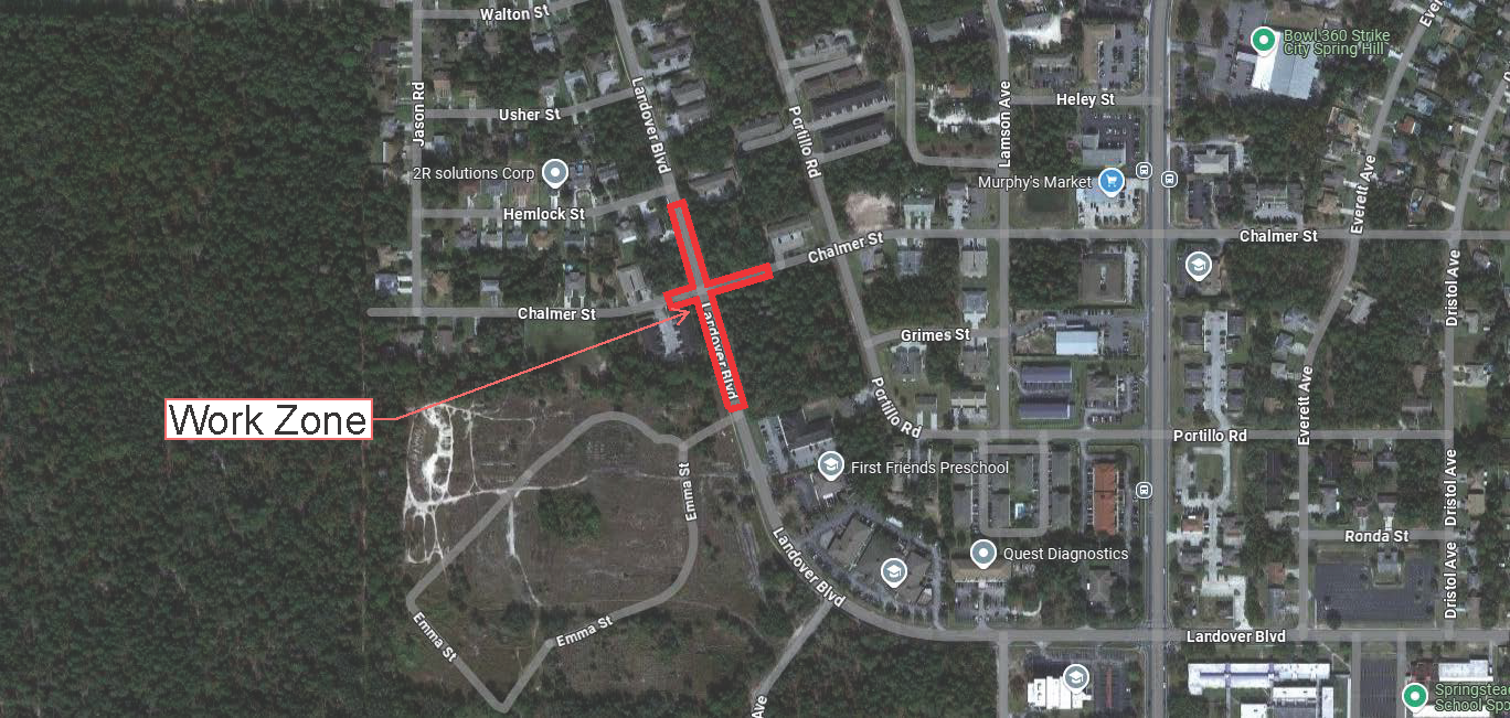 Landover & Chalmer Work Zone Map